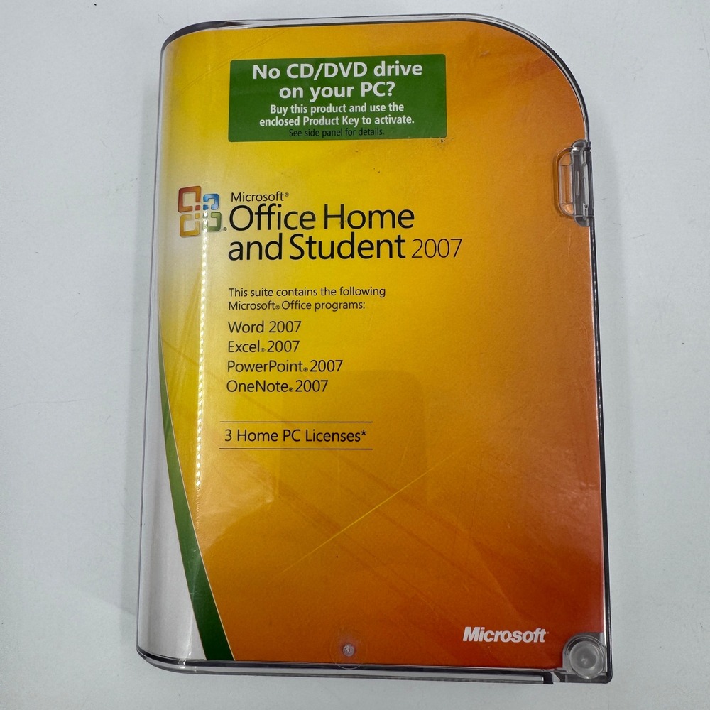 Microsoft Office Home and Student 2007 Windows PC 3 License Retail Box Orange